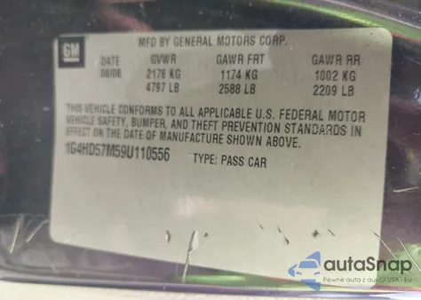 2009 Buick Lucerne Cxl из США, поврежденный, VIN 1G4HD57M59U110556